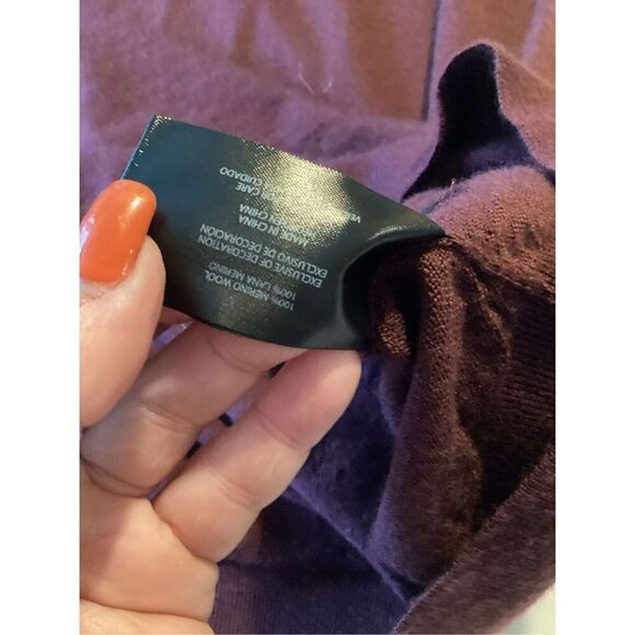 Banana Republic 100% Merino Wool Crew Neck Sweater Sz L Maroon - Picture 6 of 8